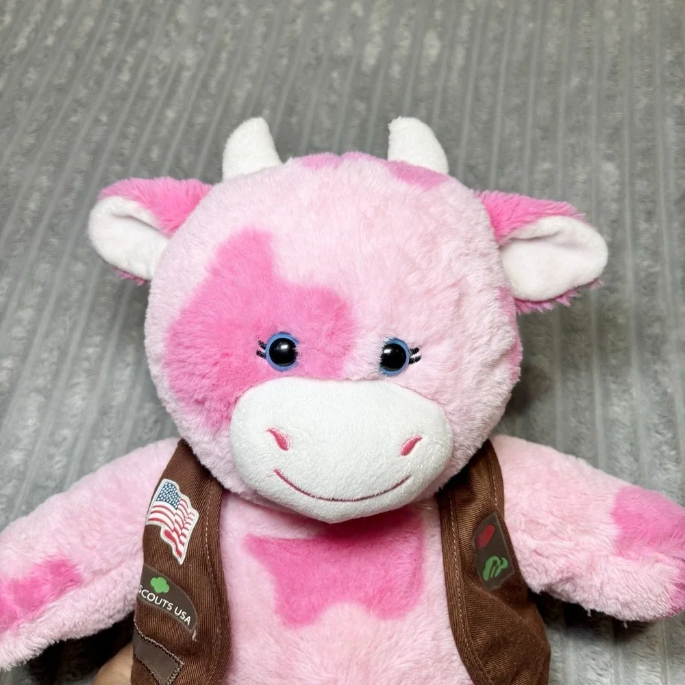 Build-A-Bear Pink Cow with Girl Scouts USA With Girl Scout Brown Vest‎